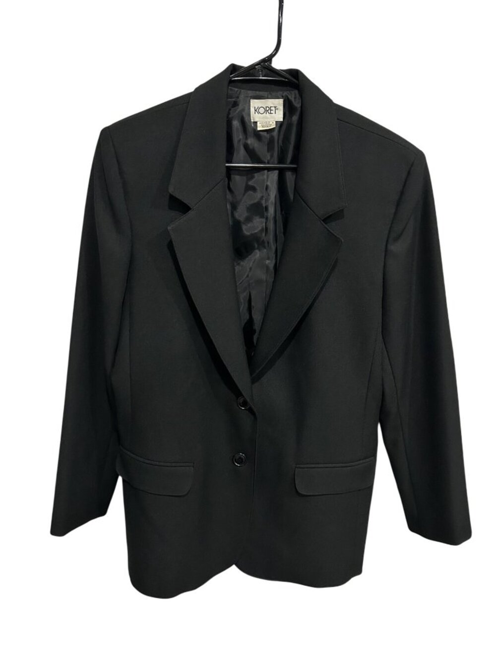 Koret Womens Black Two-Button Lined Blazer Jacket Size 10 Quiet Luxury Corporate